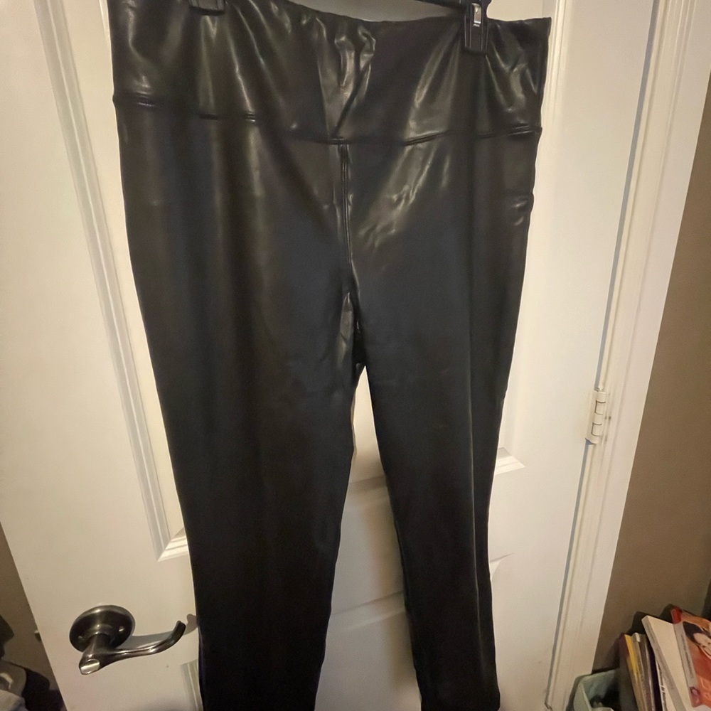“Tribal Jeans” faux-leather leggings